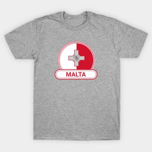 Malta Country Badge - Malta Flag T-Shirt